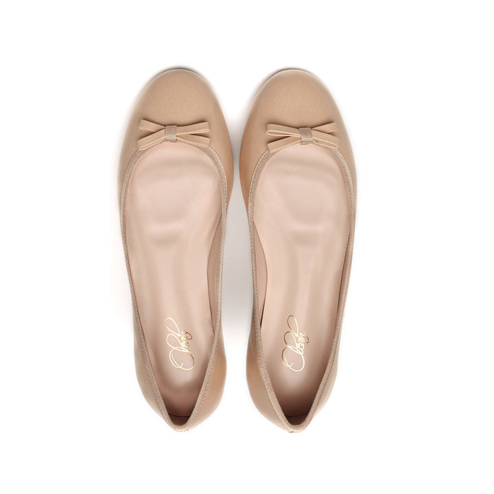 Oleah Nude ballerina flats - Alma, Nude nappa leather flats, comfortable flats, Nude flats, Nude ballet flats, Nude flats with ribbon, ribbon flats, sheepskin leather flats