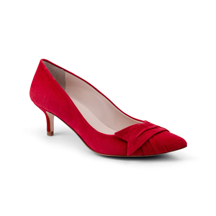 Oleah suede heels - camelia red, red wide work stilleto, designer red suede kitten heels, red wide mid heels