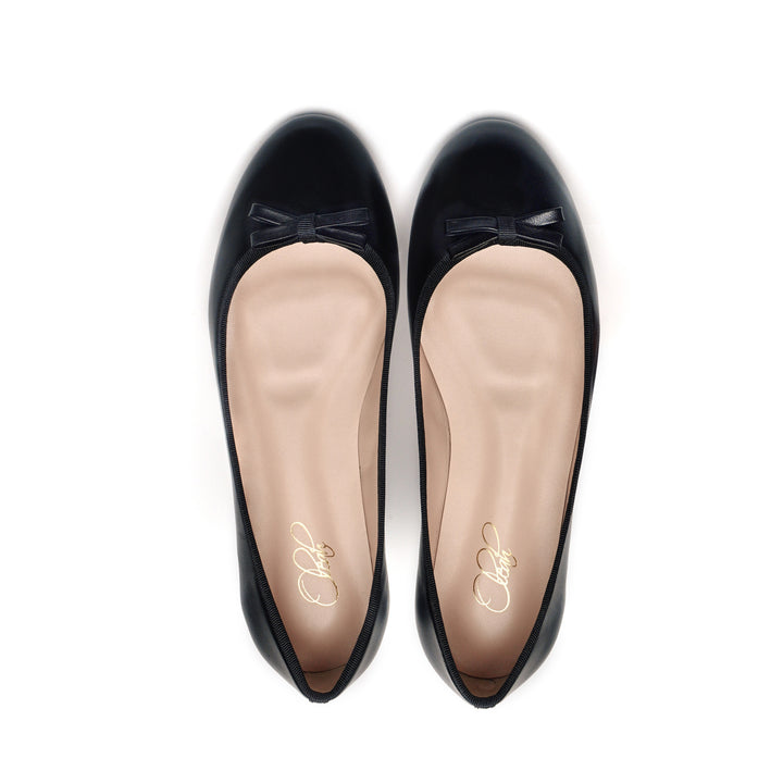 Oleah black ballerina flats - Alma, Black nappa leather flats, comfortable flats, black flats, black ballet flats, black flats with ribbon, ribbon flats, sheepskin leather flats