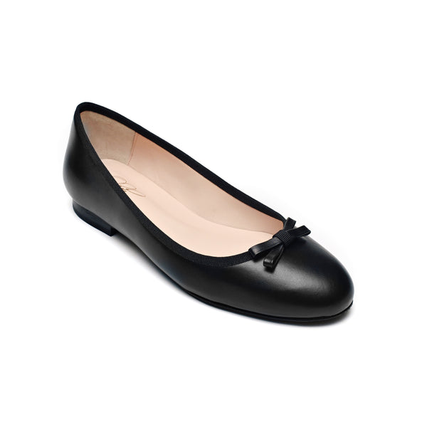 Oleah black ballerina flats - Alma, Black nappa leather flats, comfortable wide work flats, black ballet flats, black flats with ribbon, size 33 ballerina flats, sheepskin leather flats, designer work ballerina, simple black flats