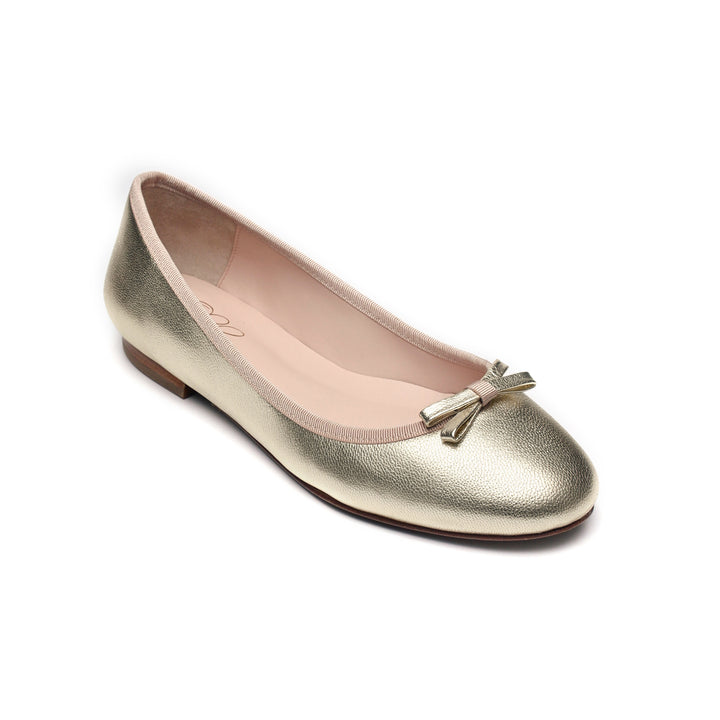 Oleah Gold ballerina flats - Alma top, gold flats, metallic designer flats, size 42 golden goatskin leather ballerina, comfortable wide gold work flats