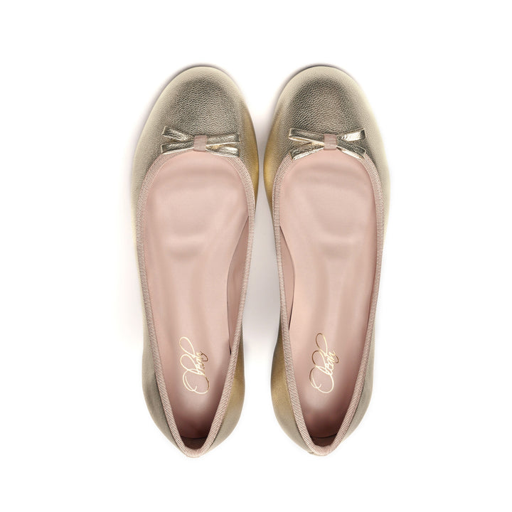 Oleah Gold ballerina flats - Alma top, gold flats, metallic flats, goatskin leather shoes, comfortable flats