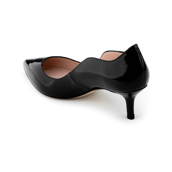 Oleah black patent factory outlet, oleah Black classic, Oleah Black classic 50, Oleah Black patent heels singapore, Black classic heels, patent heels, Black covered heels, wavy heels, wavy side heels