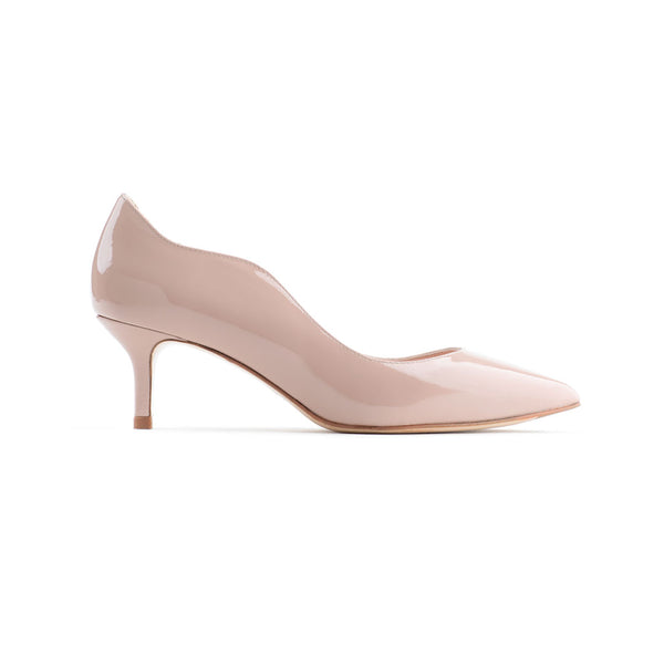 oleah nude classic, Oleah Nude classic 50, Oleah Nude patent heels singapore, Nude classic heels, patent heels, Nude covered heels, wavy heels, wavy side heels