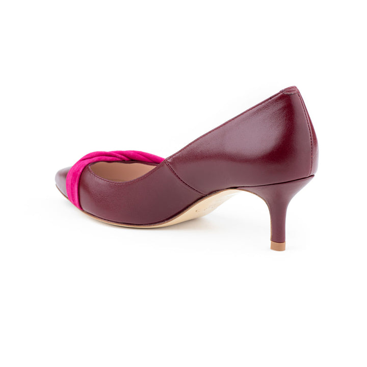 red calf leather heels