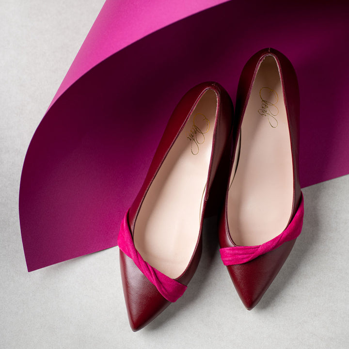 red suede ribbon heels